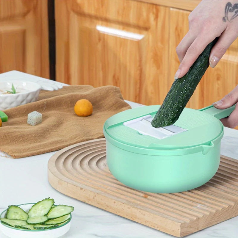 9-in-1 multifunctional vegetable chopper, carrot and potato manual shredding and slicing, kitchen tool