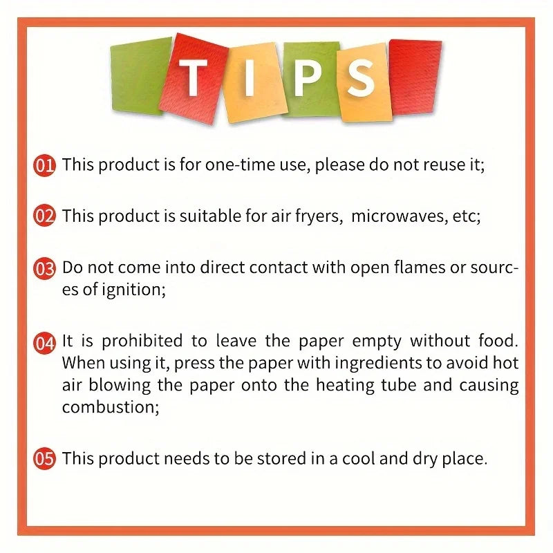 50-Pack Eco-Friendly Air Fryer Paper Liners