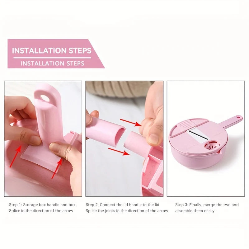 9-in-1 multifunctional vegetable chopper, carrot and potato manual shredding and slicing, kitchen tool