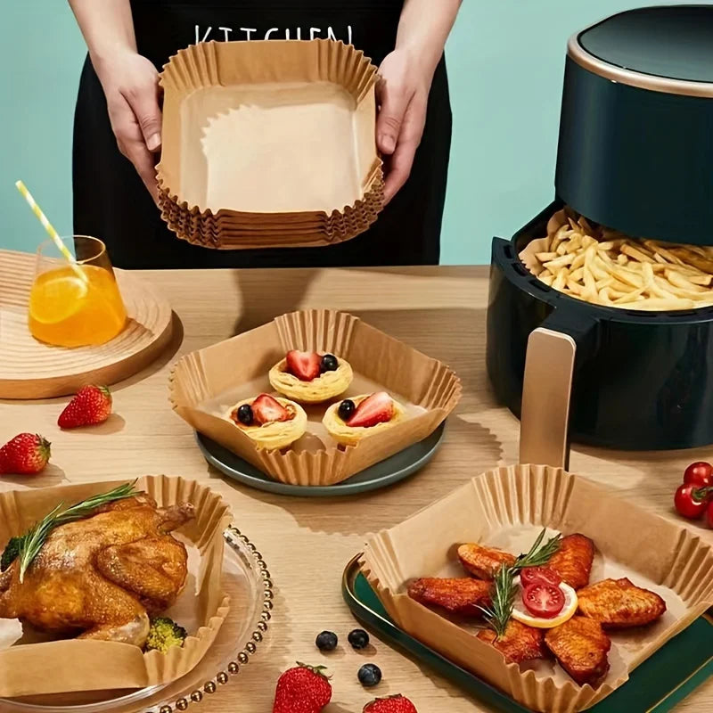 50-Pack Eco-Friendly Air Fryer Paper Liners