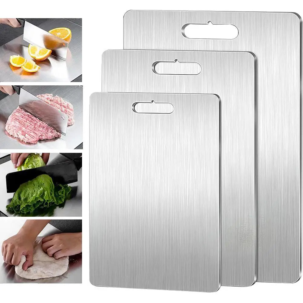 Premium 304 Stainless Steel Kitchen Cutting Board - Durable & Hygienic