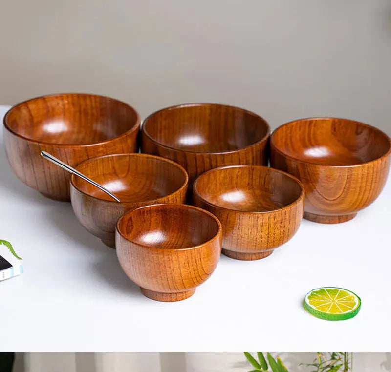 Handcrafted Japanese Wooden Salad & Rice Bowl