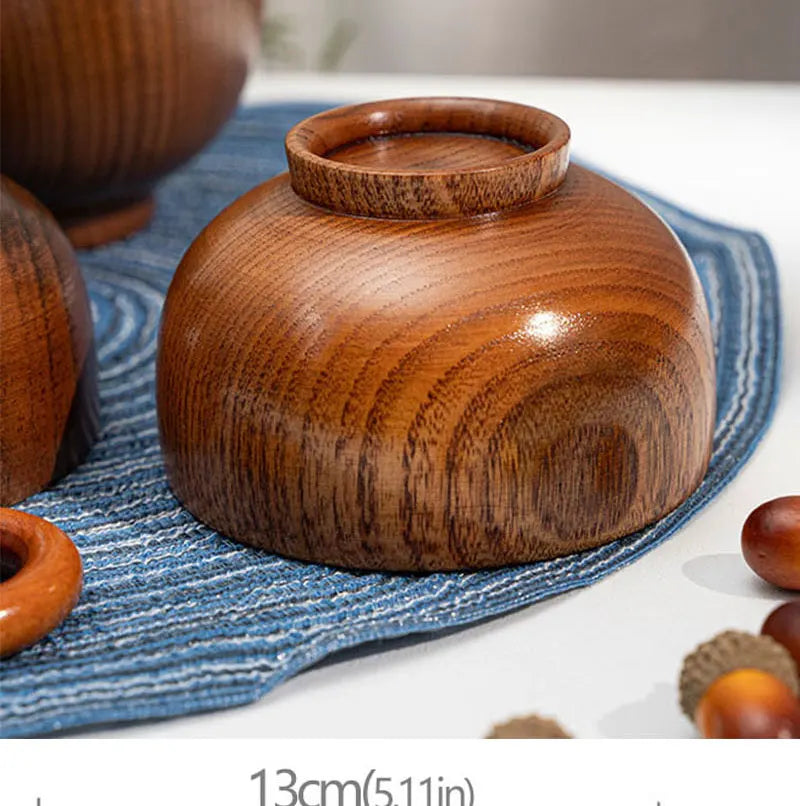 Handcrafted Japanese Wooden Salad & Rice Bowl