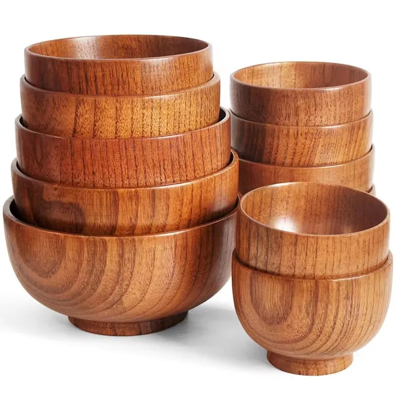 Handcrafted Japanese Wooden Salad & Rice Bowl