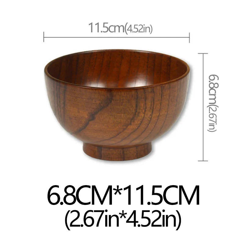 Handcrafted Japanese Wooden Salad & Rice Bowl