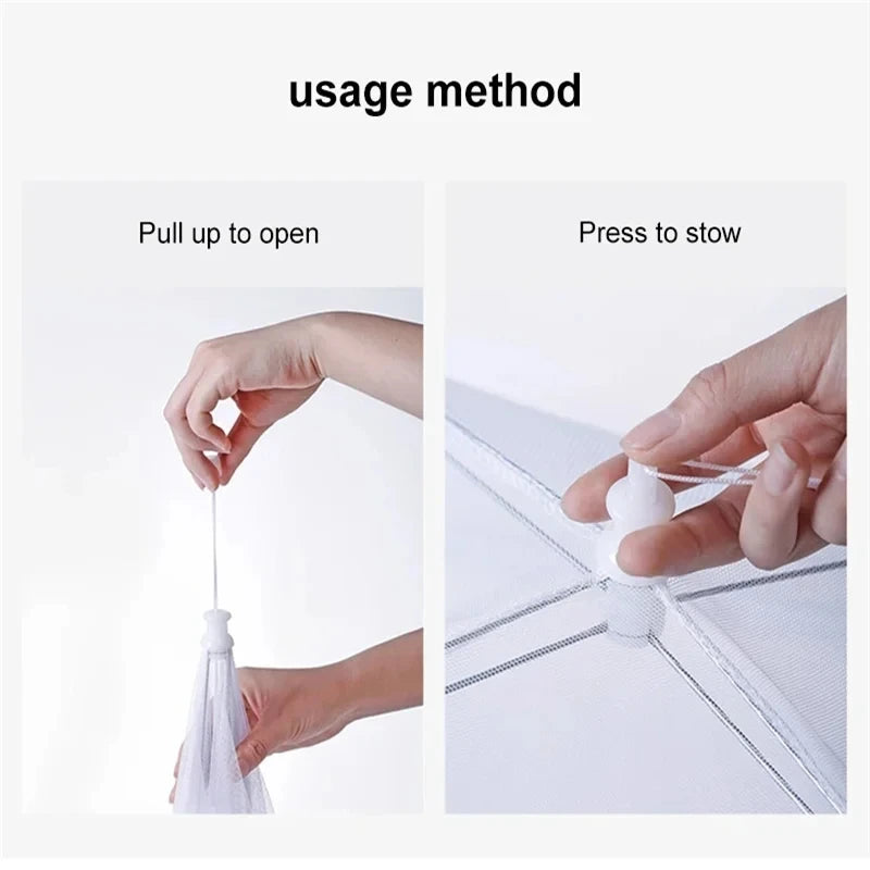 Foldable Food Mesh Cover - Washable Kitchen Table Tent (Protects Against Flies)