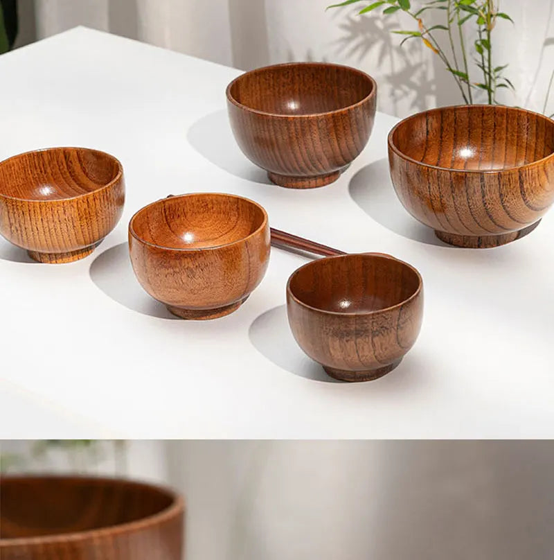 Handcrafted Japanese Wooden Salad & Rice Bowl