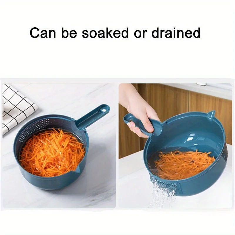 9-in-1 multifunctional vegetable chopper, carrot and potato manual shredding and slicing, kitchen tool