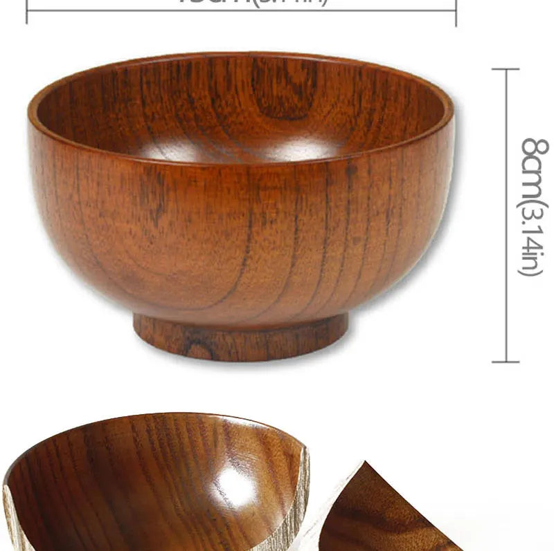 Handcrafted Japanese Wooden Salad & Rice Bowl