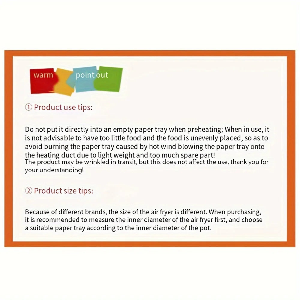 50-Pack Eco-Friendly Air Fryer Paper Liners