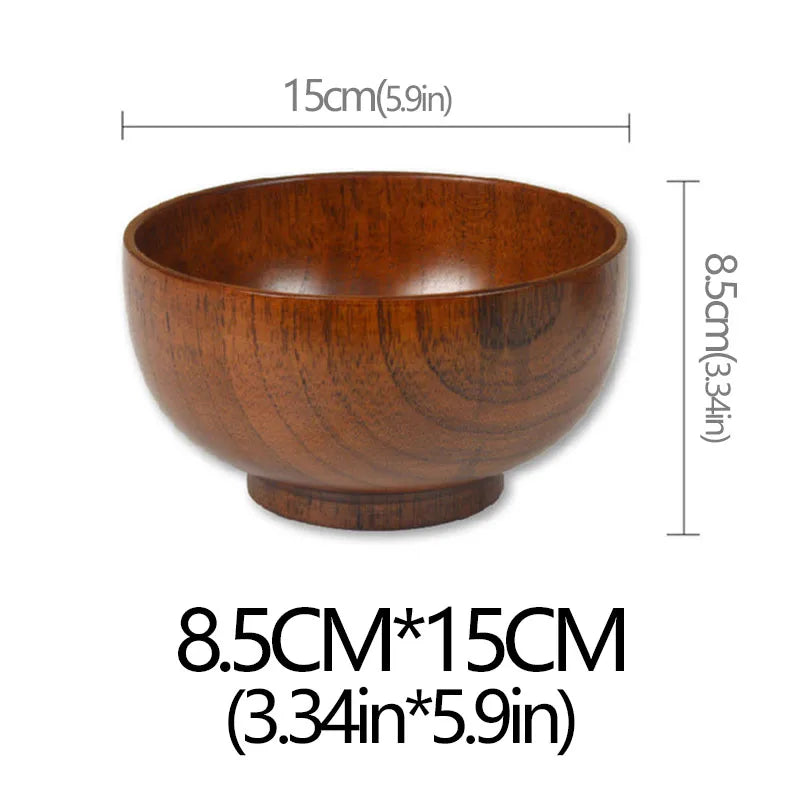 Handcrafted Japanese Wooden Salad & Rice Bowl