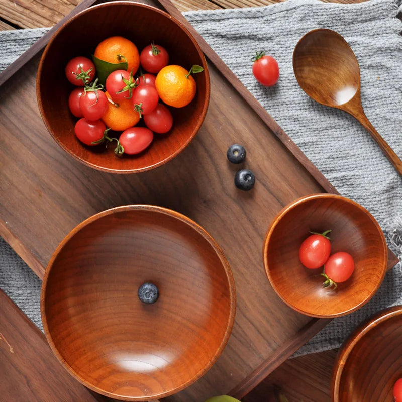Handcrafted Japanese Wooden Salad & Rice Bowl