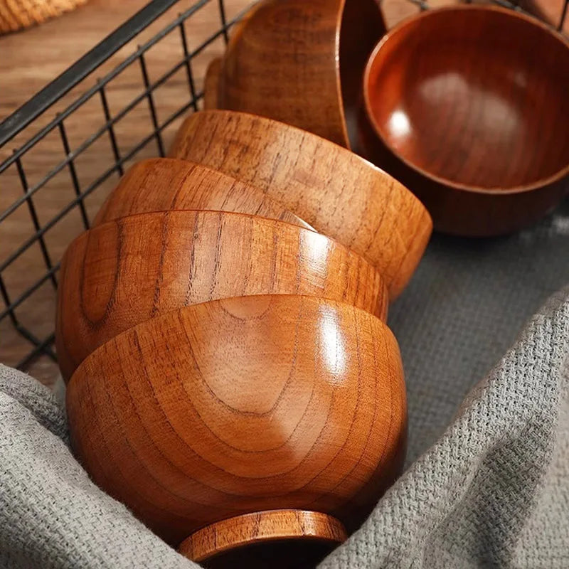 Handcrafted Japanese Wooden Salad & Rice Bowl
