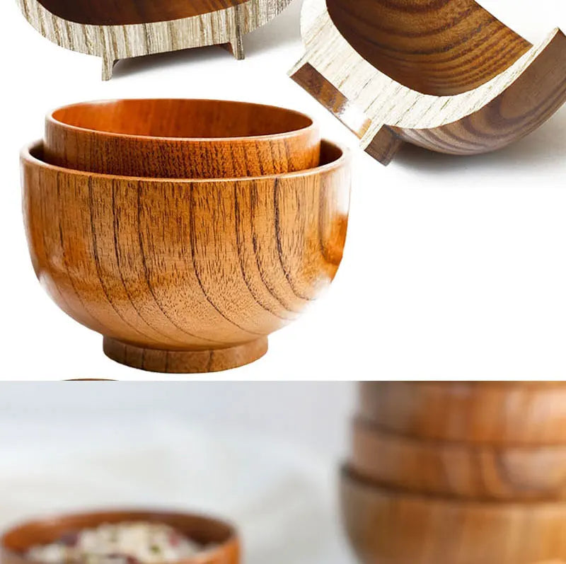 Handcrafted Japanese Wooden Salad & Rice Bowl