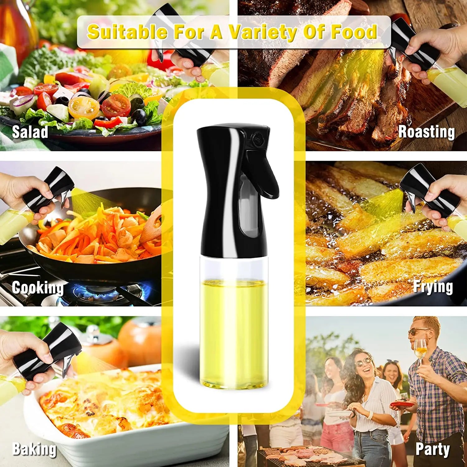 Premium Oil Spray Bottle - 200/300/500ml Leakproof Dispenser for BBQ & Cooking