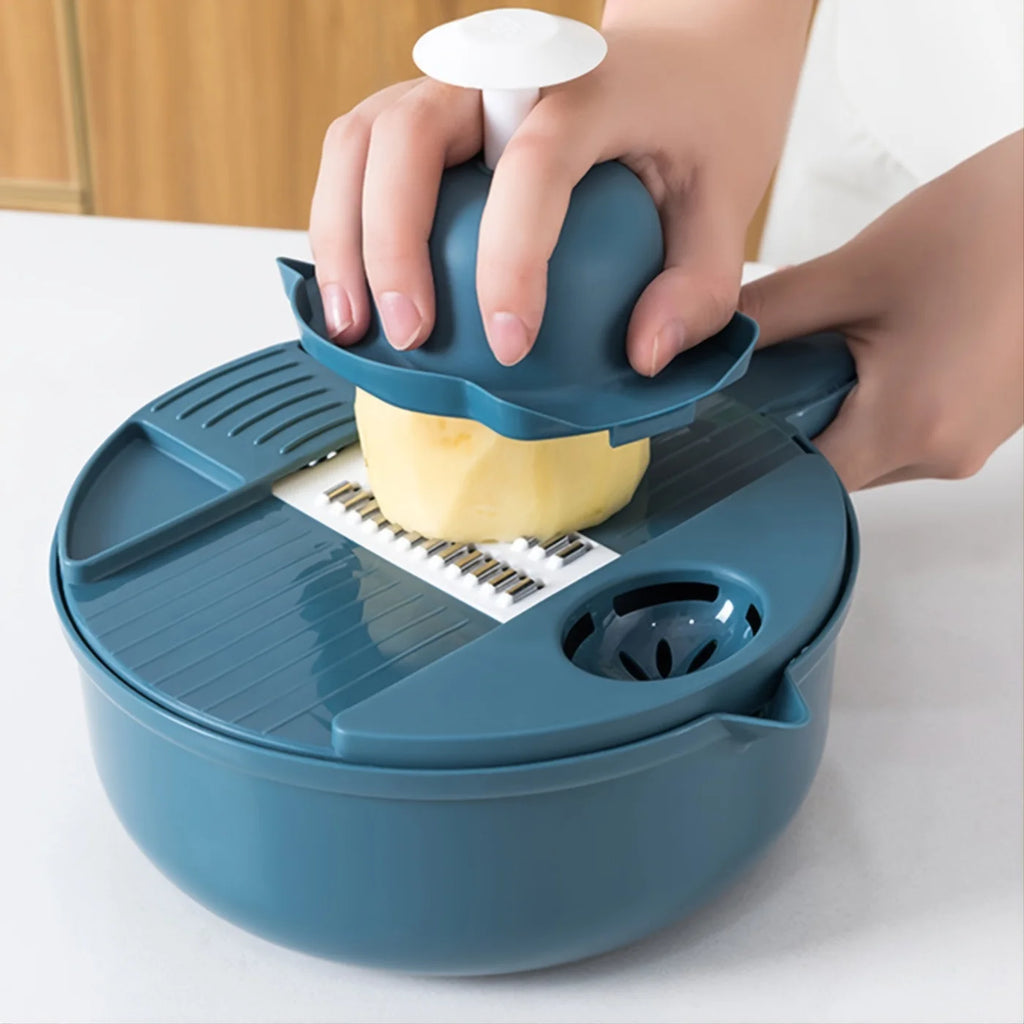 9-in-1 multifunctional vegetable chopper, carrot and potato manual shredding and slicing, kitchen tool